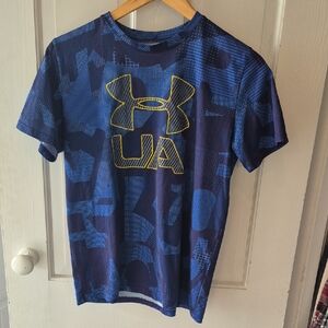 Under Armour Kids Navy and Yellow Graphic Tee
